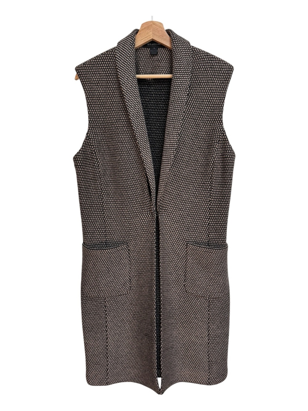 St. John Longline Textured Knit Sweater Vest Women 12 Quiet Luxury Old Money